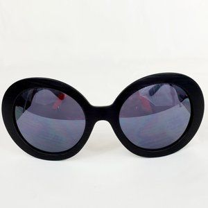 Retro Chic Black Oversized Round Shades Black Polarized Lens Sunglasses ES1106